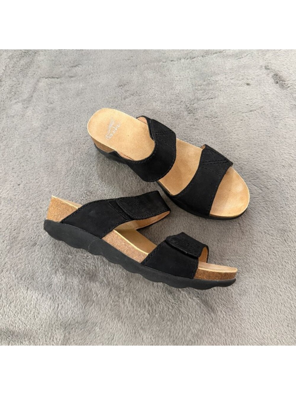Dansko Maddy Slide Sandals Black Suede Nubuck Womens 39 US 8.5 9 Shoes